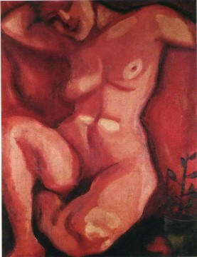 Marc Chagall Painting - Desnudo rojo sentado contemporáneo Marc Chagall